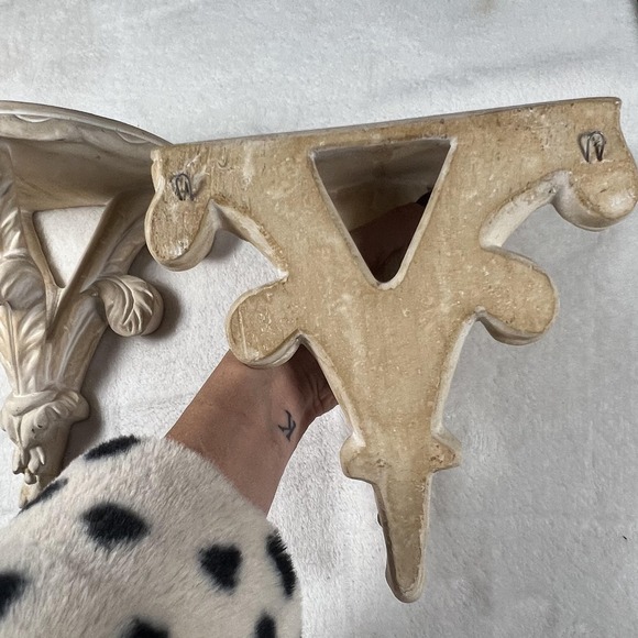 Pair Ornate Acanthus Wall Shelves Corbel Sconces Resin‎ Ivory Half Moon Decor - Picture 12 of 13